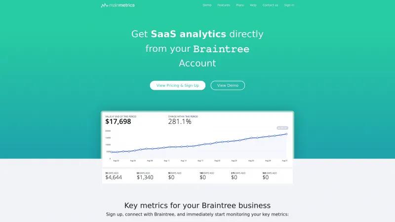 Homepage of Mainmetrics