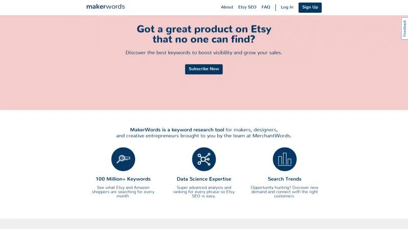 Homepage of MakerWords