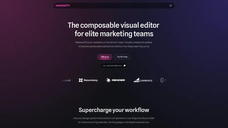 Homepage of Makeswift