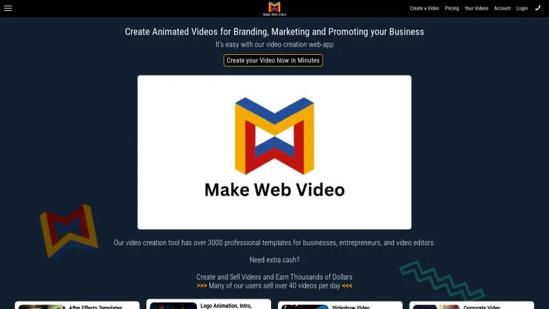 Homepage of MakeWebVideo