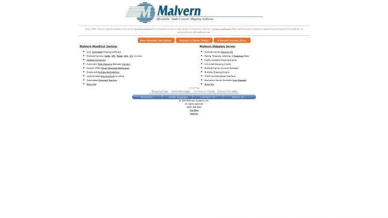 Homepage of Malvern Manifest System