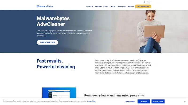 Homepage of AdwCleaner