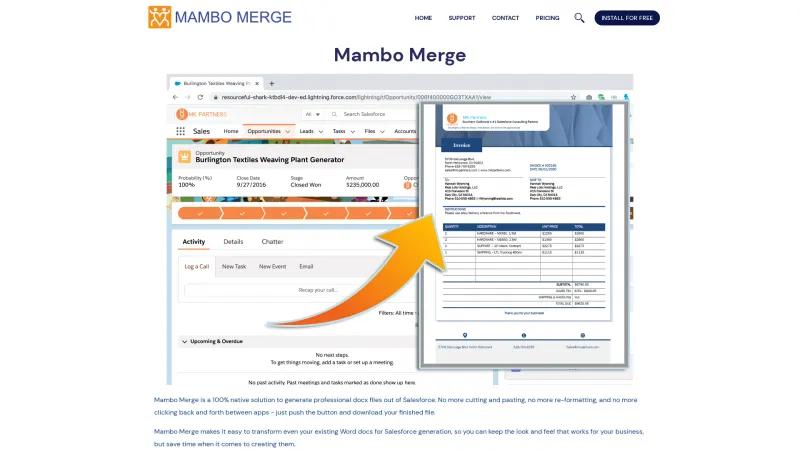 Homepage of Mambo Merge