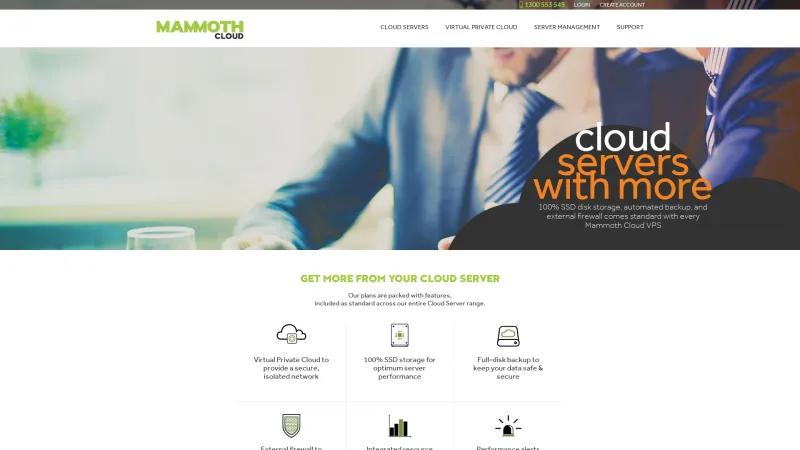 Homepage of Mammoth Cloud