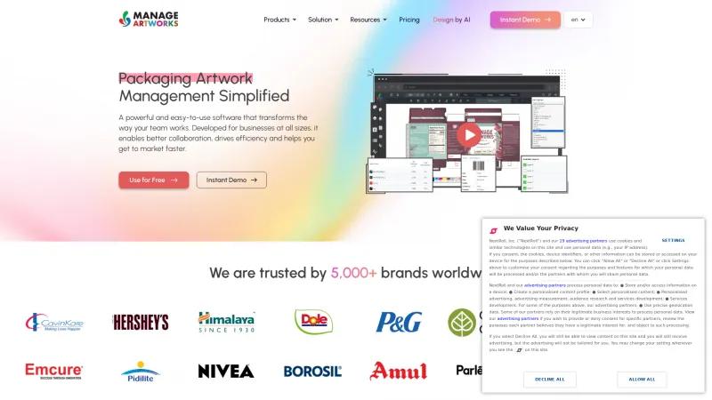 Homepage of ManageArtworks