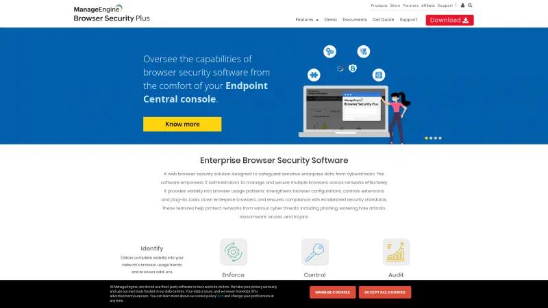 Homepage of ManageEngine Browser Security Plus