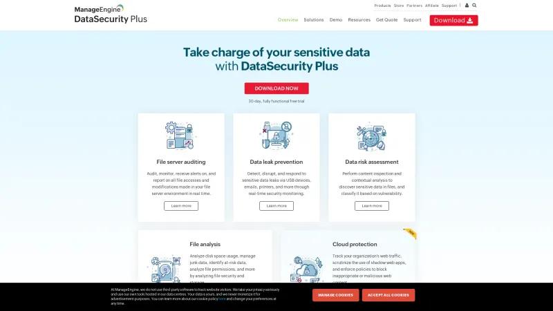 Homepage of ManageEngine DataSecurity Plus