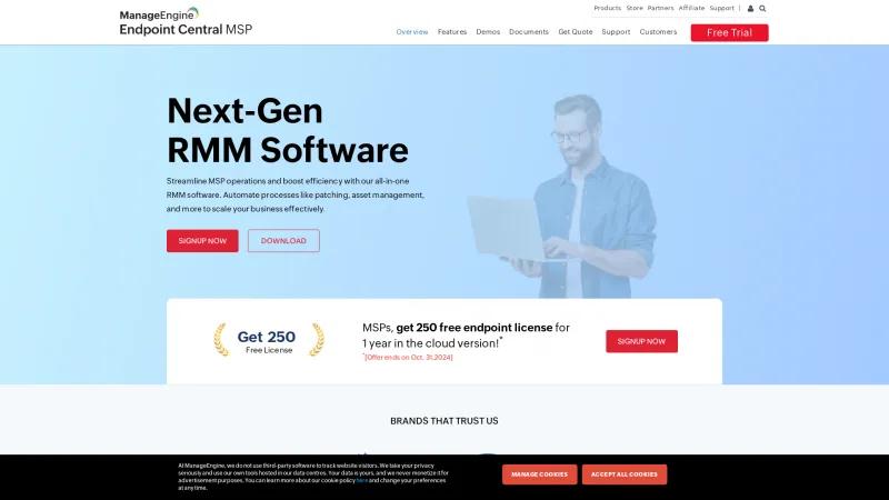 Homepage of ManageEngine Desktop Central MSP