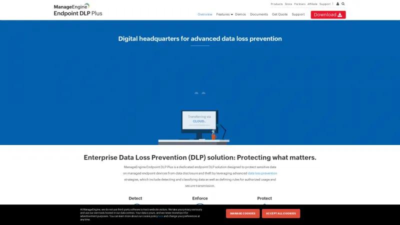 Homepage of ManageEngine Endpoint DLP Plus