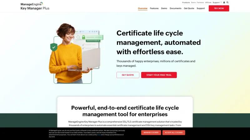 Homepage of ManageEngine Key Manager Plus