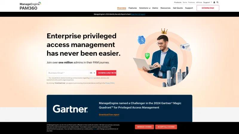 Homepage of ManageEngine PAM360