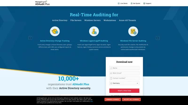 Homepage of ManageEngine ADAudit Plus