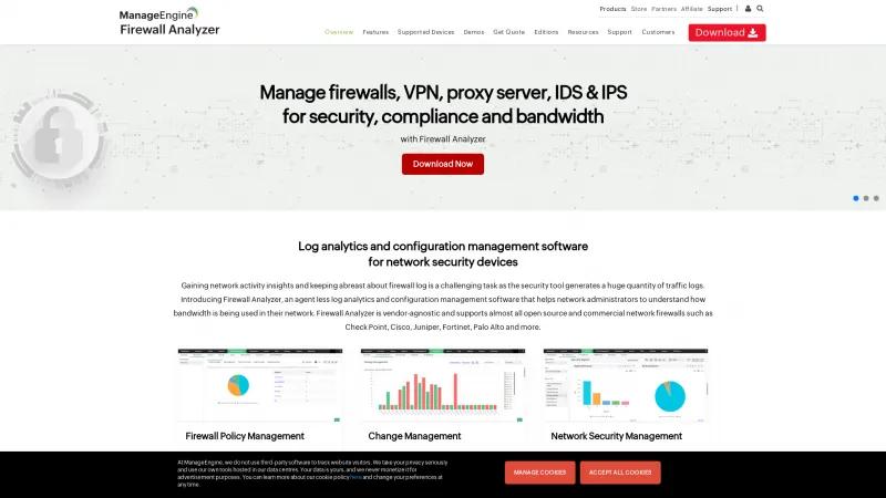 Homepage of ManageEngine Firewall Analyzer