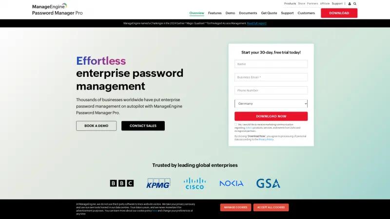 Homepage of ManageEngine Password Manager Pro