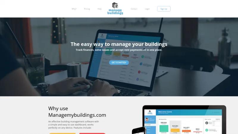 Homepage of ManageMyBuildings