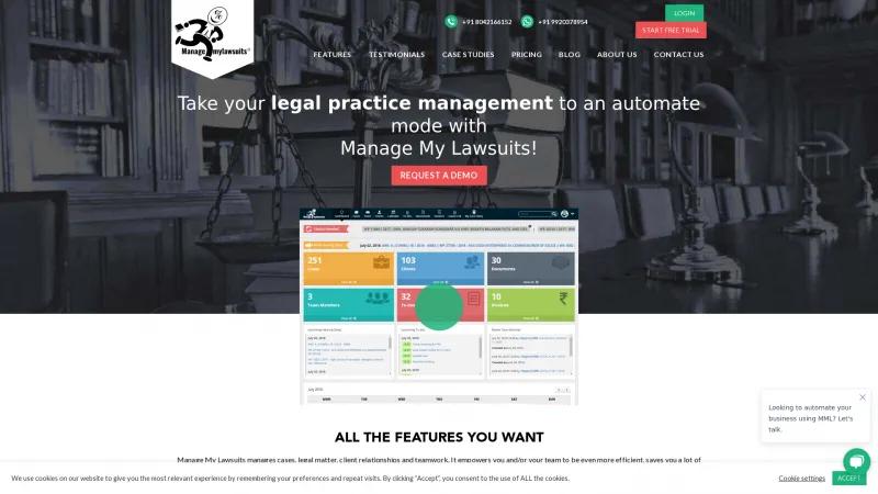 Homepage of Manage My Lawsuits