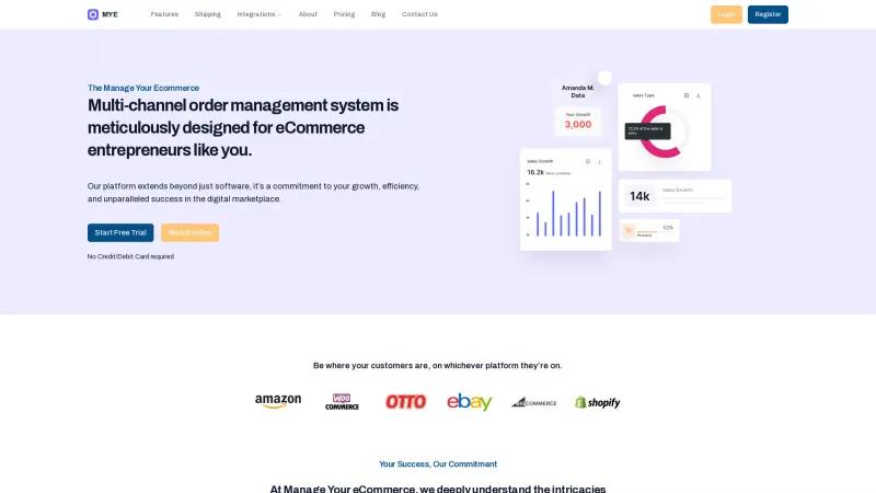 Homepage of Manage Your eCommerce