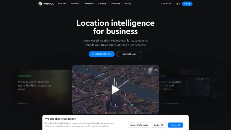 Homepage of Mapbox