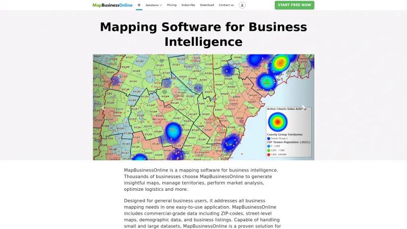 Homepage of MapBusinessOnline