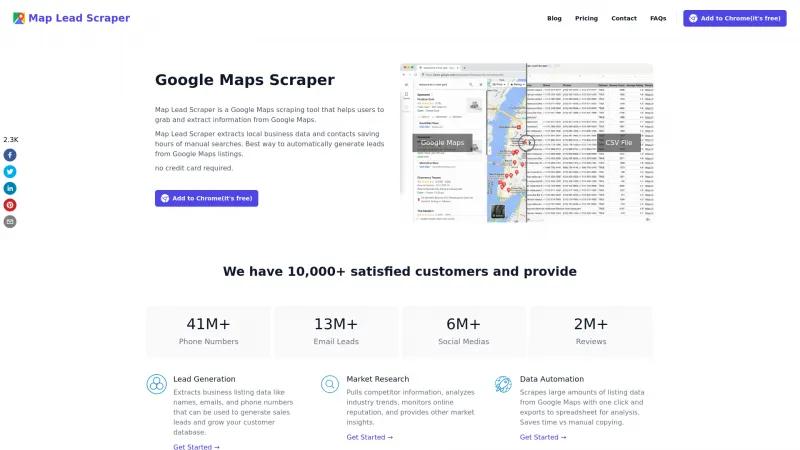 Homepage of Map Lead Scraper