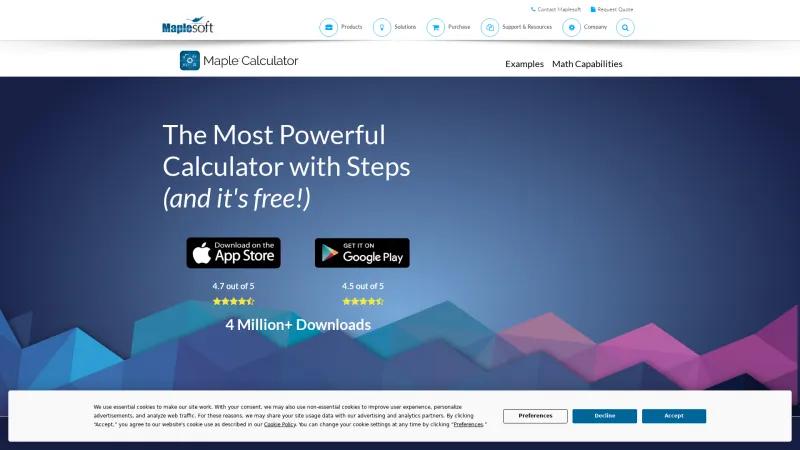 Homepage of Maple Calculator