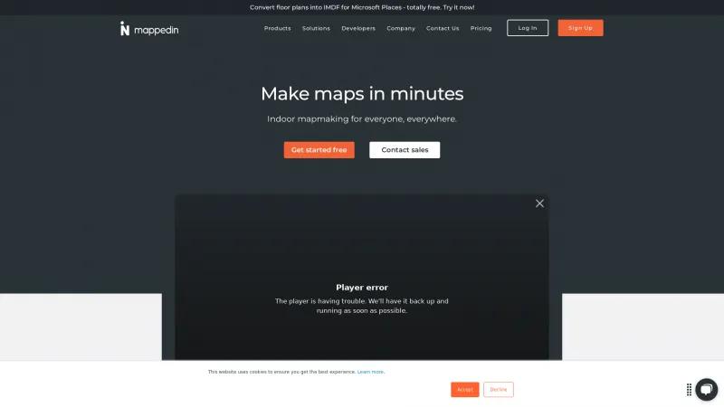 Homepage of Mappedin