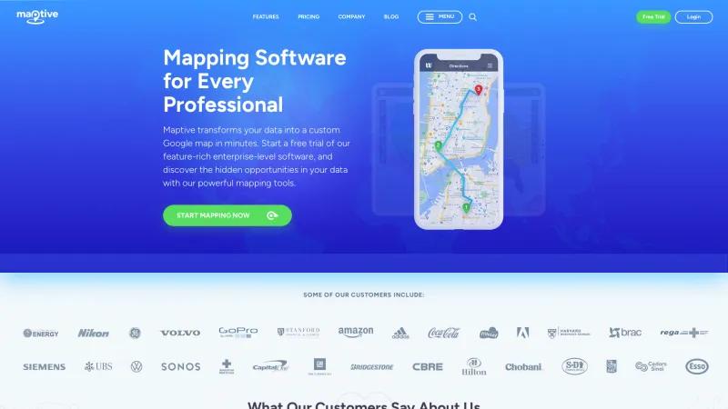 Homepage of Maptive