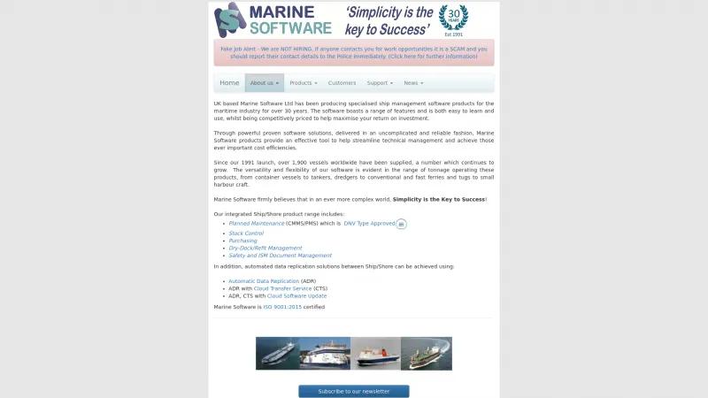 Homepage of Marine Software