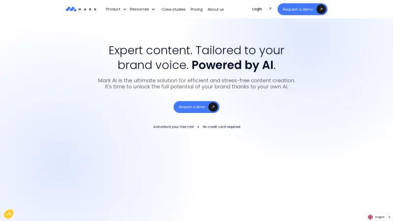 Homepage of Mark Copy AI