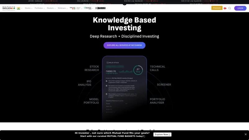 Homepage of MarketsMojo