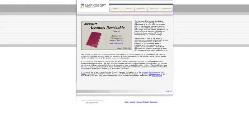 Homepage of Markosoft Accounts Receivable