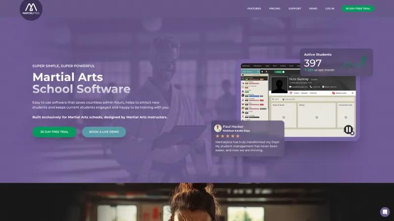 Transform Your Martial Arts School Management with Martialytics: User-Friendly Software for Instructors Homepage of Martialytics