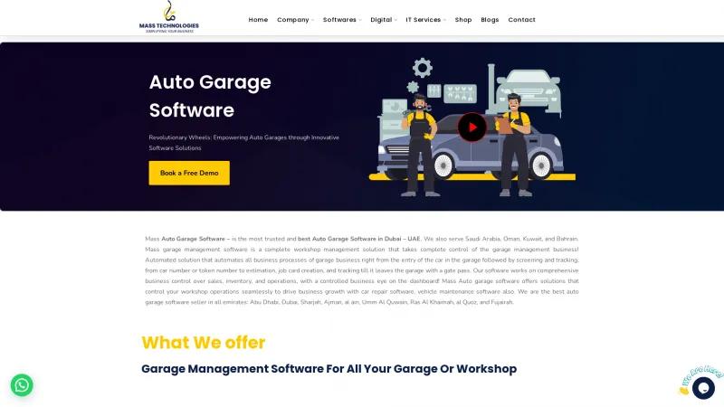 Homepage of Mass Auto Garage Software