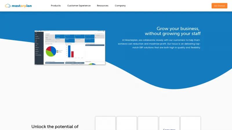 Homepage of Masterplan ERP