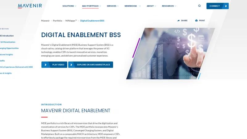 Homepage of Mavenir Digital Enablement (MDE)