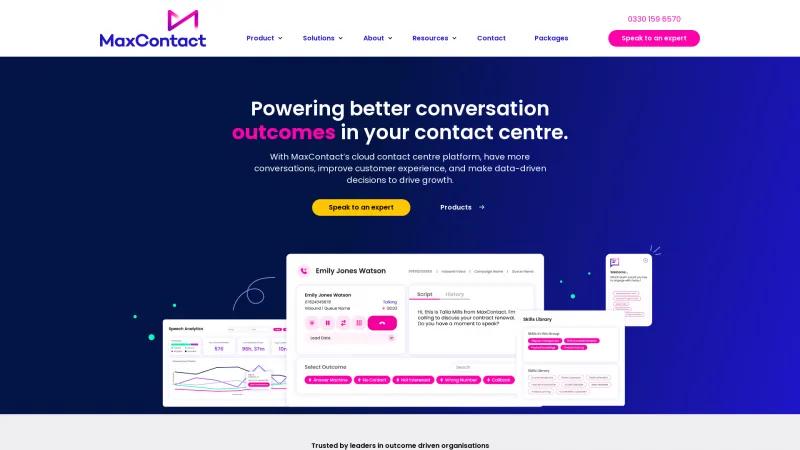 Homepage of MaxContact