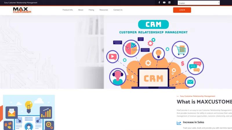 Homepage of MaxCustomer