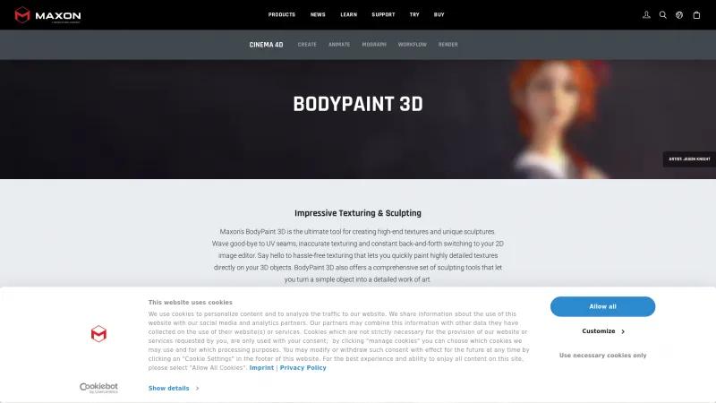 Homepage of BodyPaint 3D