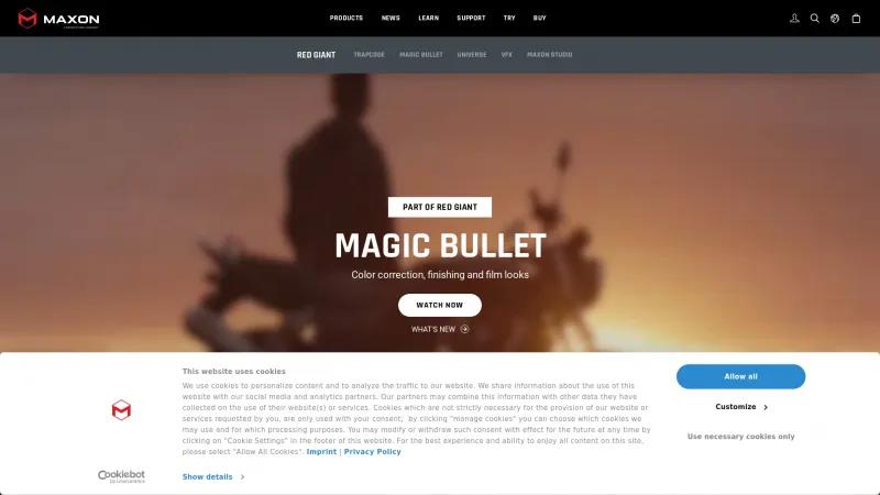 Homepage of Magic Bullet