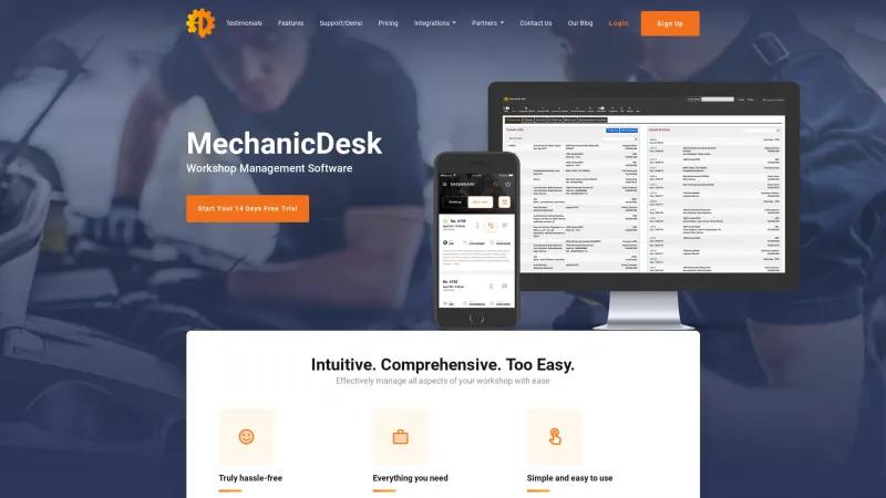 Homepage of MechanicDesk