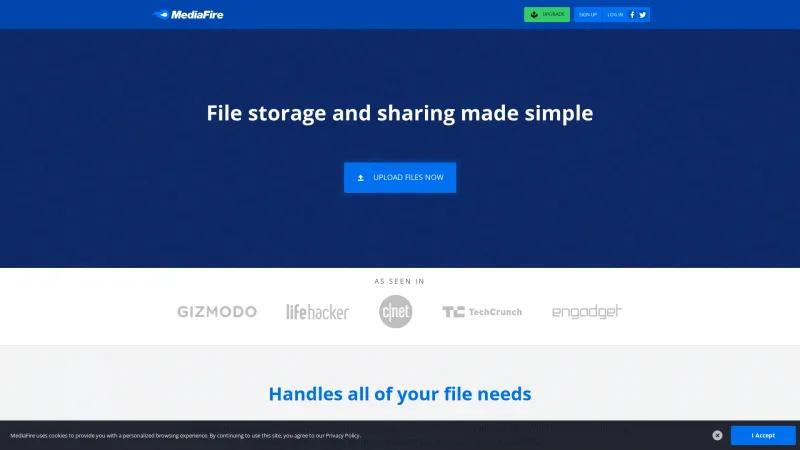 Homepage of MediaFire