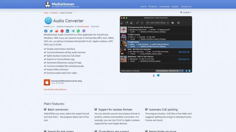 Homepage of MediaHuman Audio Converter