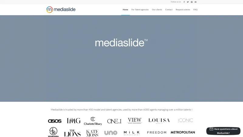 Homepage of Mediaslide