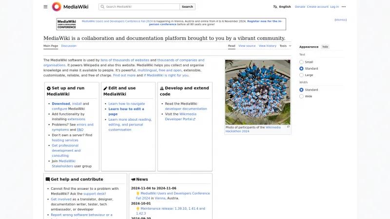 Homepage of MediaWiki