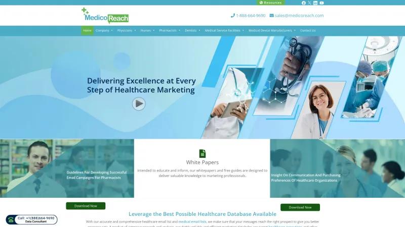 Homepage of MedicoReach