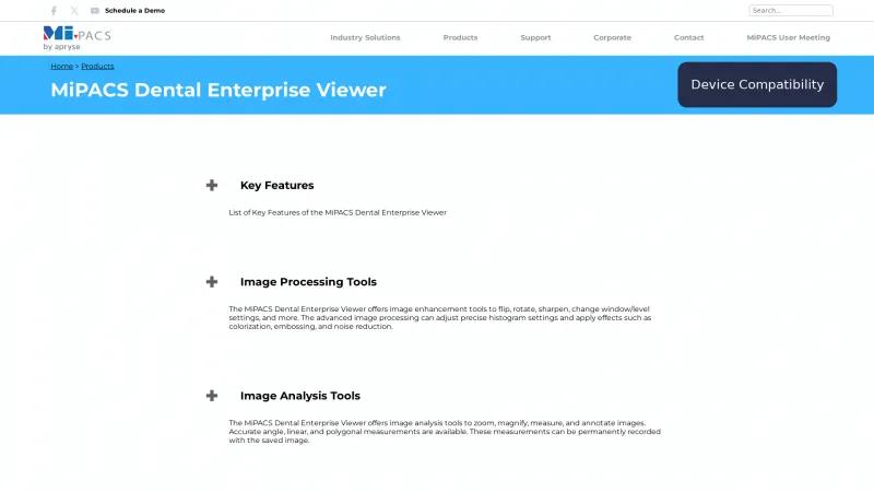 Homepage of MiPACS Dental Enterprise Viewer