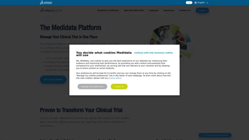 Homepage of Medidata