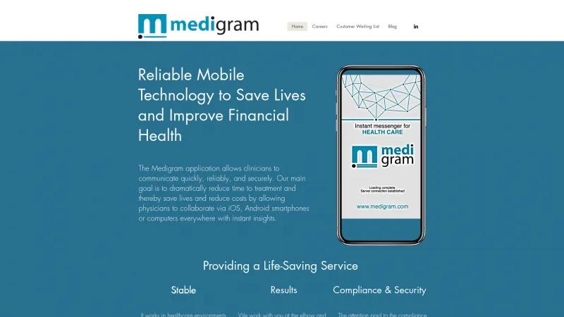 Homepage of Medigram