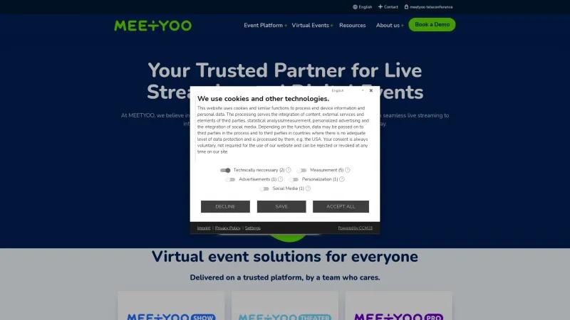 Homepage of MEETYOO