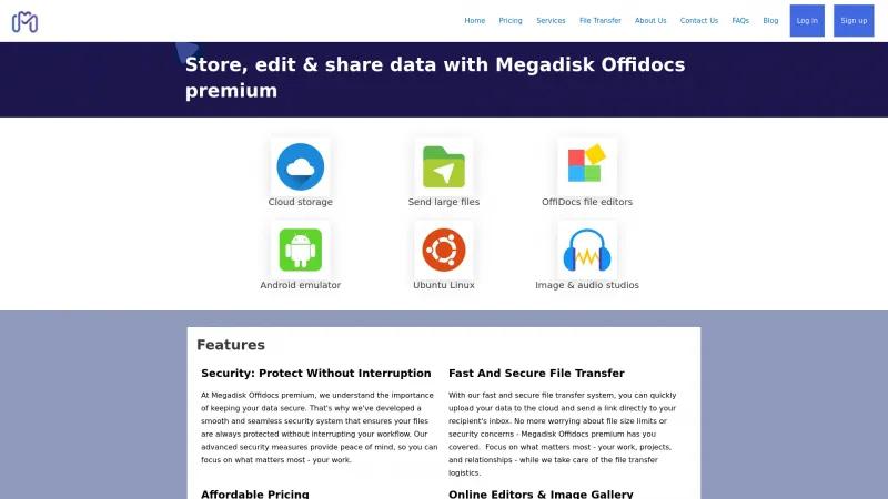 Homepage of Megadisk